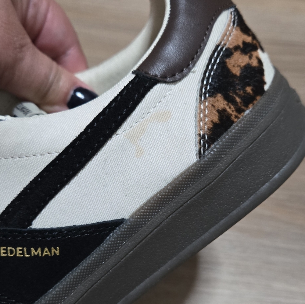 Sam Edelman Elthea Canvas Leather Cow Off White Black and Brown Sneakers Size 9 - Picture 3 of 13